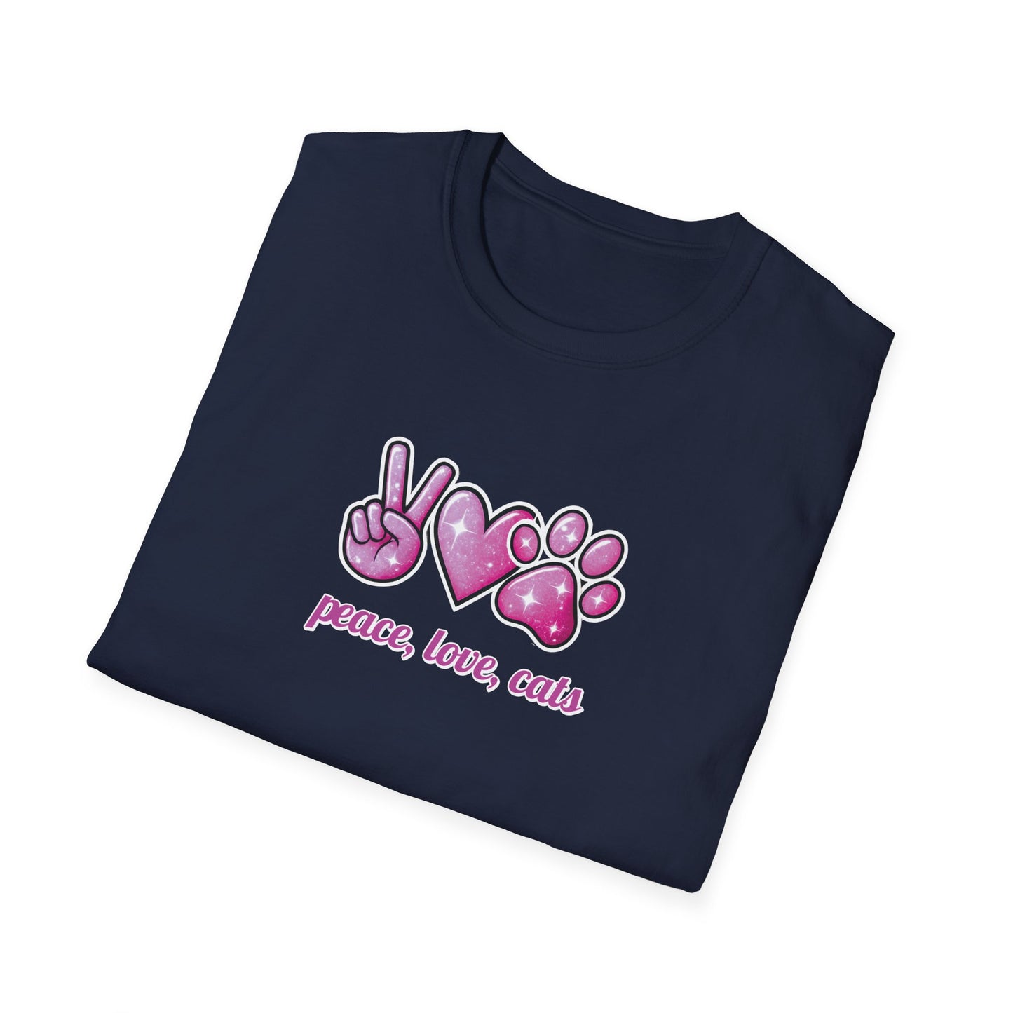 Peace Love Cats Pink T-Shirt