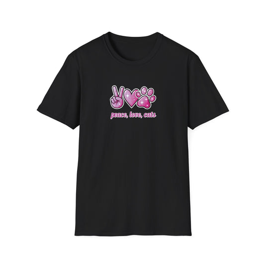 Peace Love Cats Pink T-Shirt