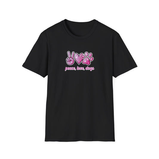 Peace Love Dogs Pink T-Shirt