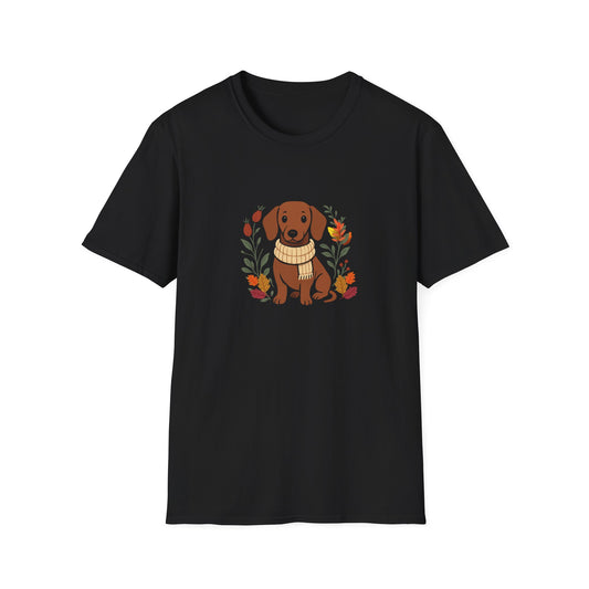 Winter Dachshund In Scarf T-Shirt