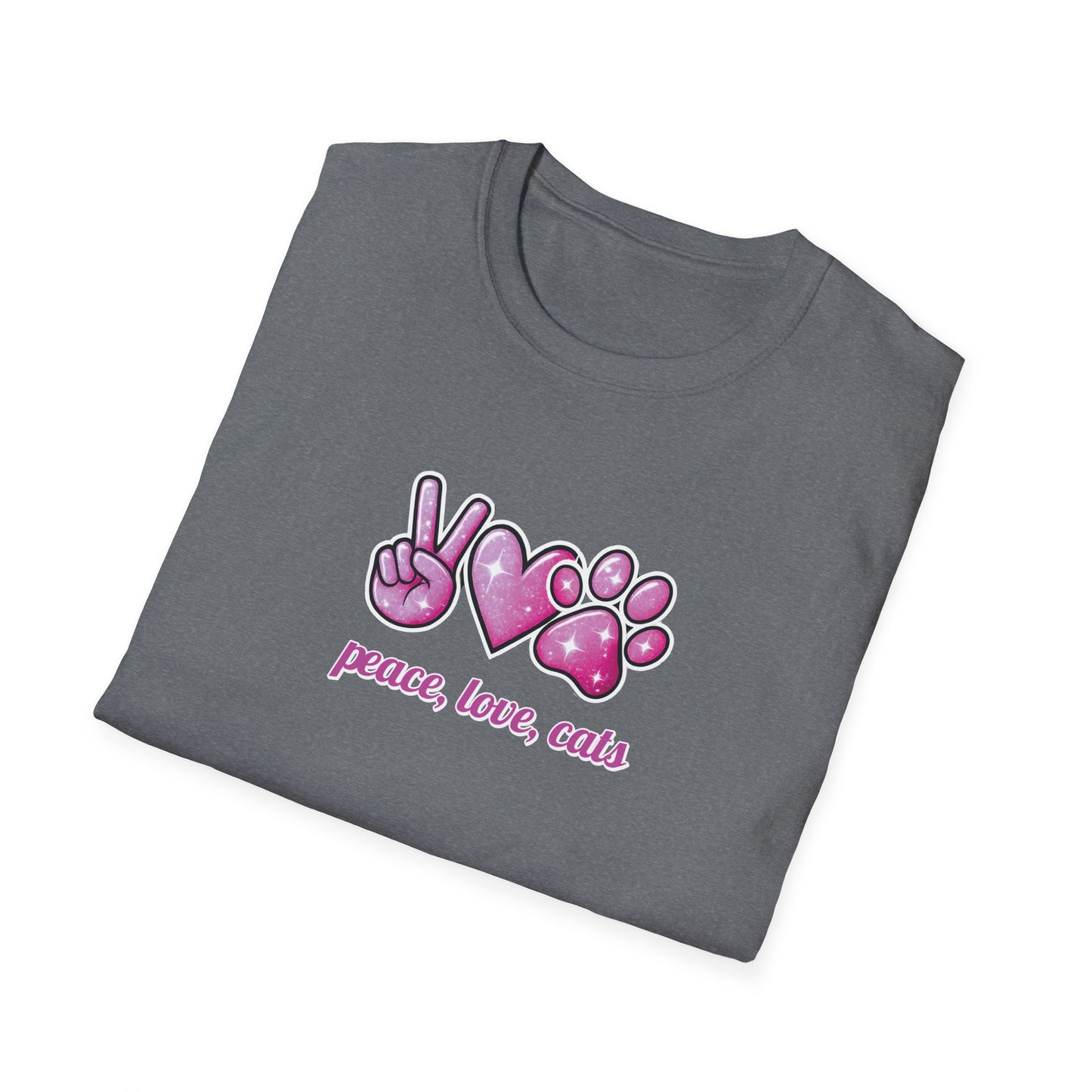 Peace Love Cats Pink T-Shirt
