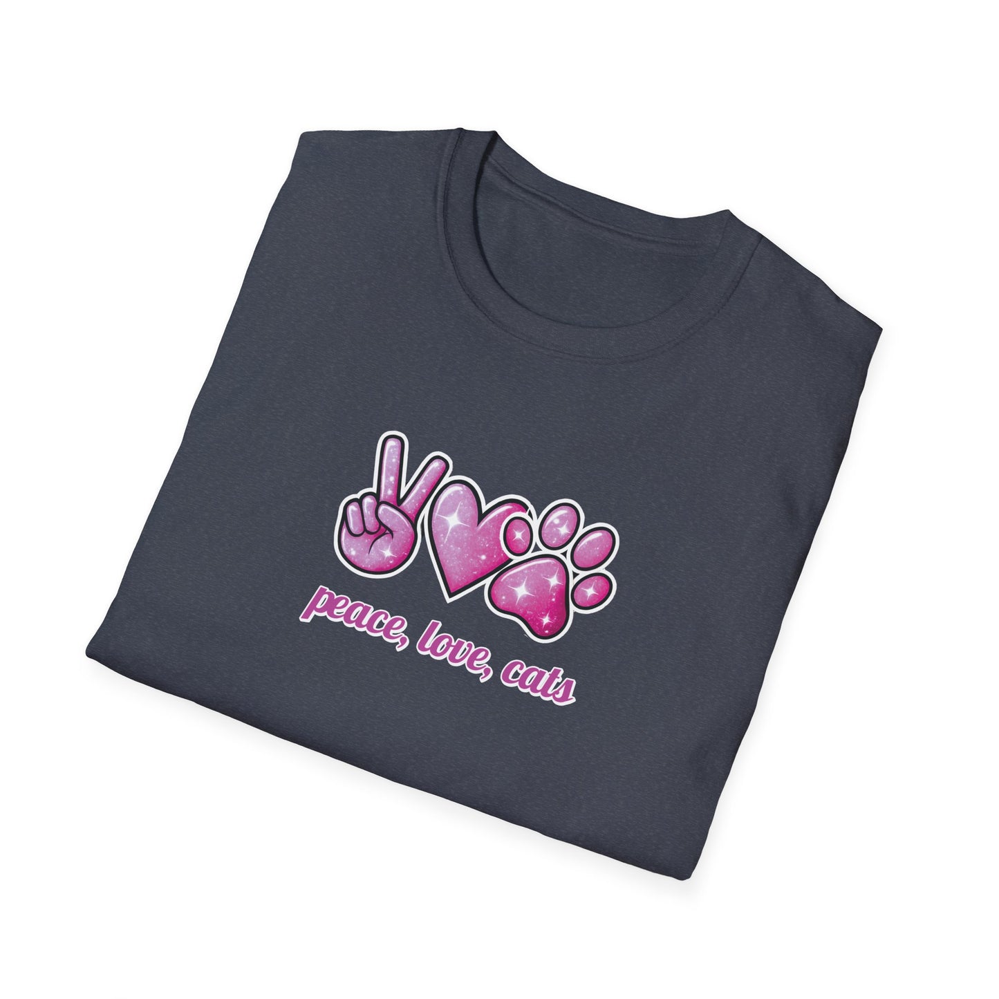 Peace Love Cats Pink T-Shirt
