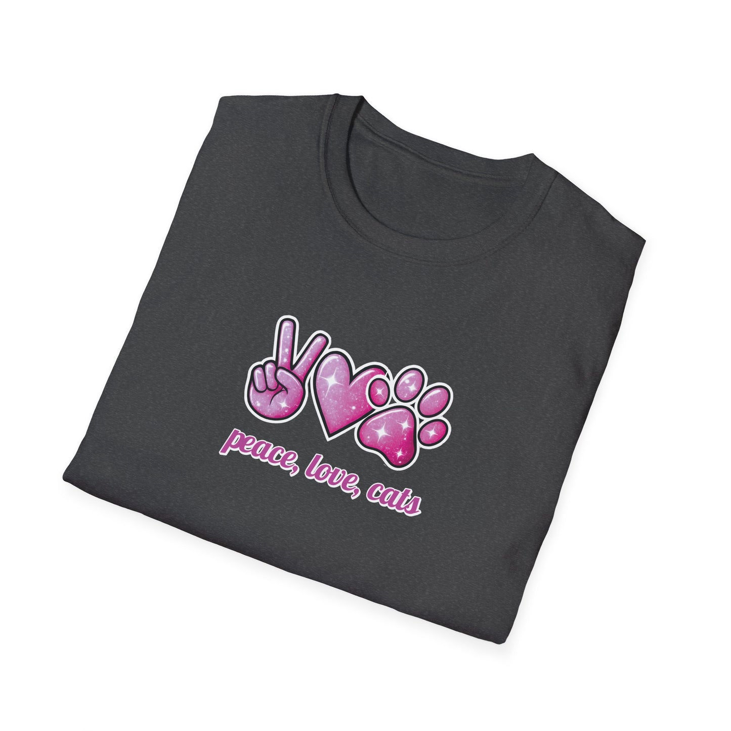 Peace Love Cats Pink T-Shirt
