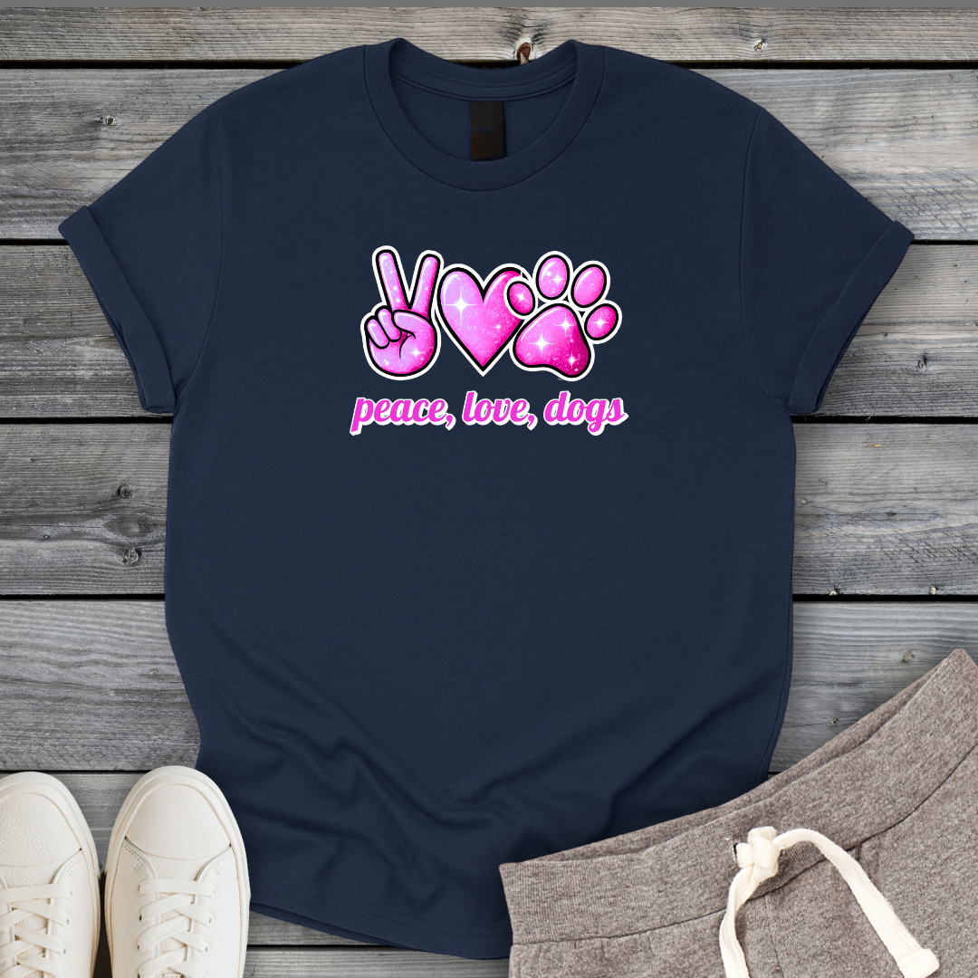 Peace Love Dogs Pink T-Shirt