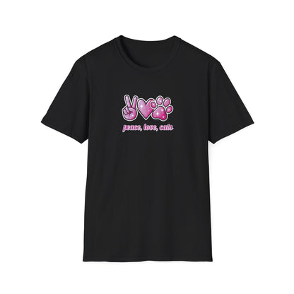 Peace Love Cats Pink T-Shirt