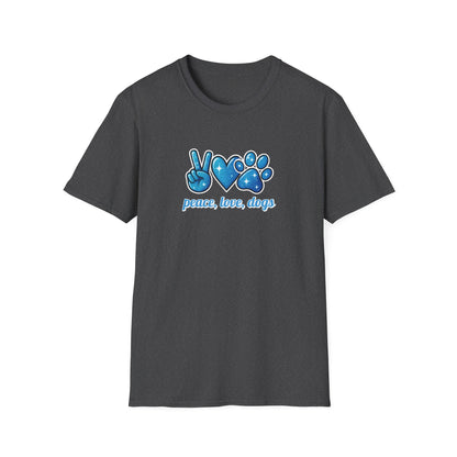 Peace Love Dogs Blue T-Shirt