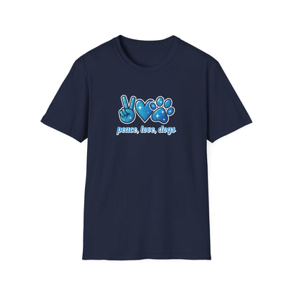 Peace Love Dogs Blue T-Shirt