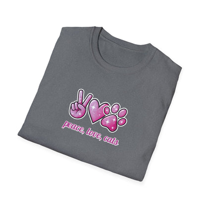 Peace Love Cats Pink T-Shirt