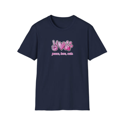 Peace Love Cats Pink T-Shirt