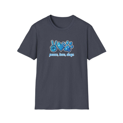 Peace Love Dogs Blue T-Shirt