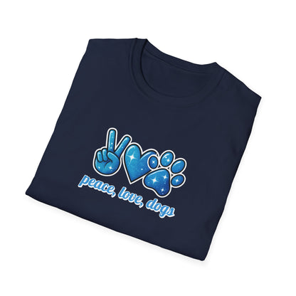 Peace Love Dogs Blue T-Shirt