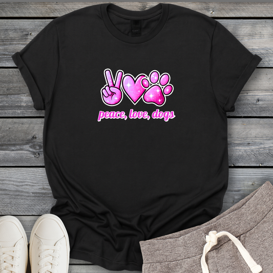 Peace Love Dogs Pink T-Shirt