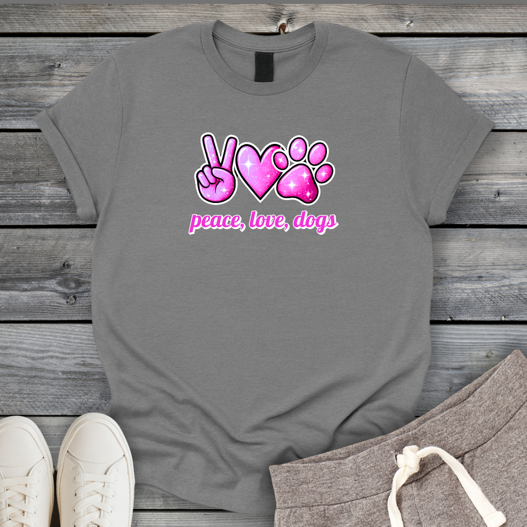 Peace Love Dogs Pink T-Shirt