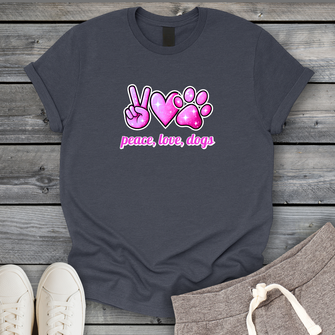 Peace Love Dogs Pink T-Shirt