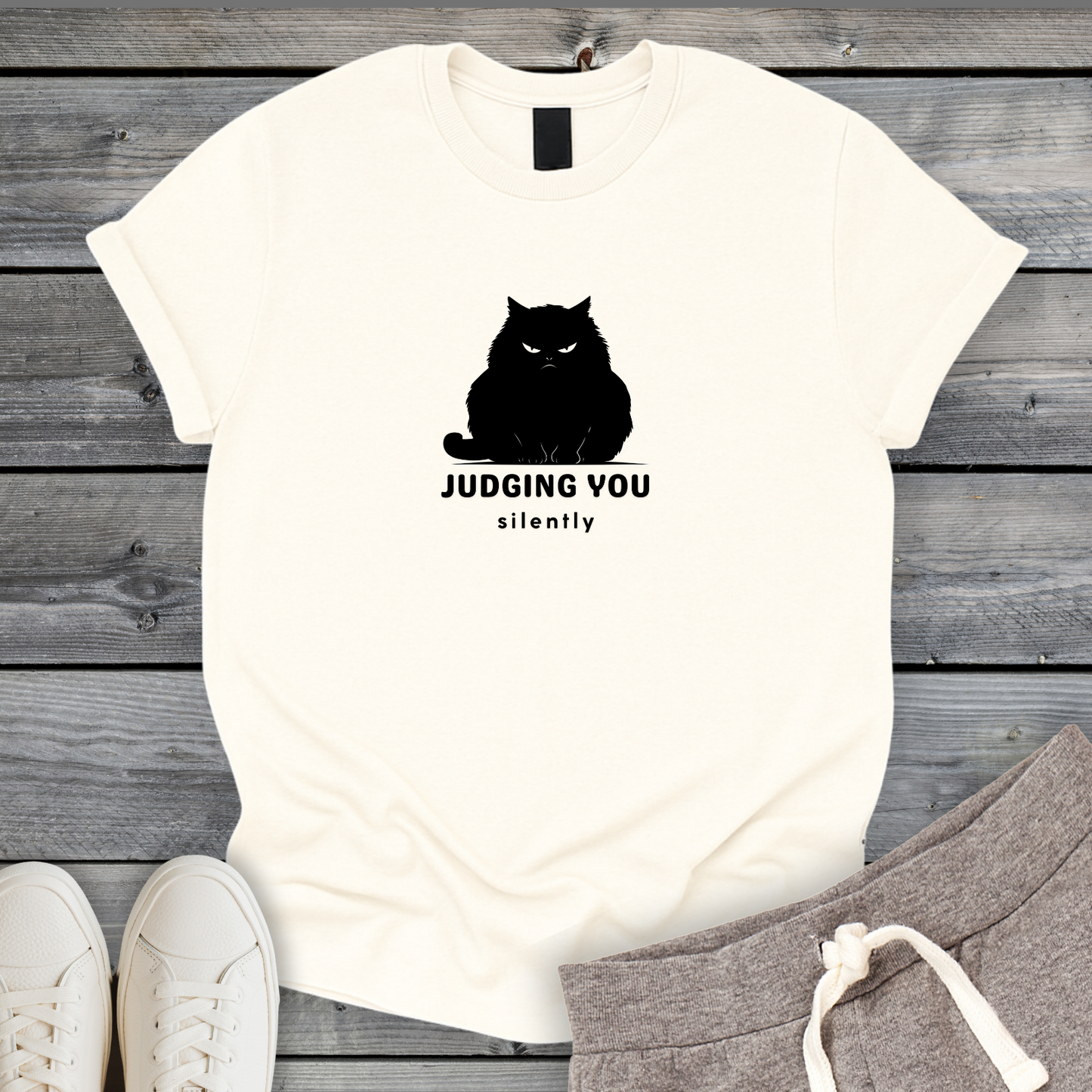 Judging You Black Cat T-Shirt