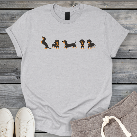 Line Of Dachshunds T-Shirt