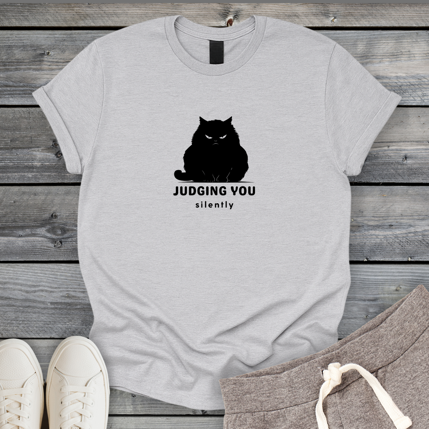 Judging You Black Cat T-Shirt